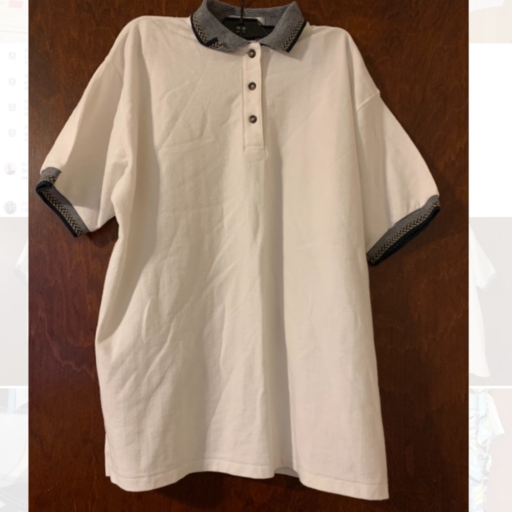 White Knit Collared Shirt